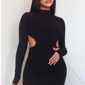 White Fox-- Break the Rules Long Sleeve Mini Dress Black